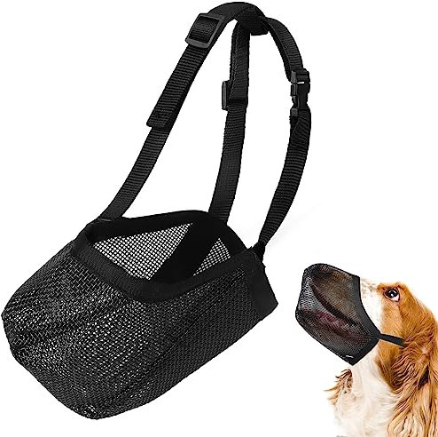 Maulkorb für Hunde, Weiche Verstellbare Mesh Maulkörbe, Maulkorb für Hunde mit abgerundetem Mesh, Maulkorb für Kleine Mittlere Große Hunde (L)