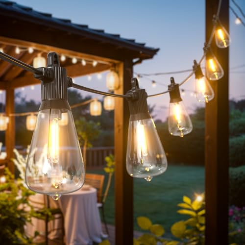 Kawaya 15,2M Luces Led Exterior Jardin Blanco Cálido Guirnalda Luces Con 25+2 Bombillas Inastillables Guirnaldas De Luces Resistente Al Agua Ip65 Luces Terraza Exterior Fiesta Patio Balcón