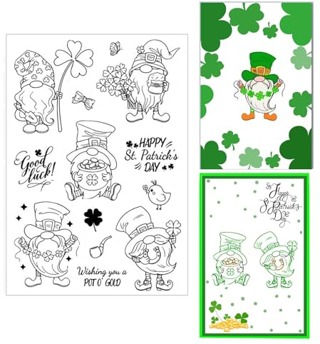 arriettycraft St. Parick's Day genomskinliga frimärken för korttillverkning eller journalföring klöver tomte irländska silikonstämplar för gör-det-själv scrapbooking tillbehör pappershantverk