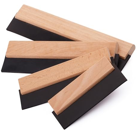 MIVOS Spatola in gomma - Set di spatole per piastrelle - 150 mm - 200 mm - 250 mm - 300 mm - Manico in legno per stuccare - Gomma per stuccare - Stuccatura - Made in EU