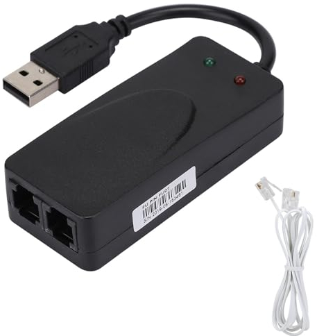 Módem Externo De Datos Y Fax De Voz USB De 56 K Con Puertos Duales, Módem Por Cable Compatible Con Win 7/Win 8/Win 10/Win Xp Y Compatible Con Marcación Automática, Marcación Por Tonos Y Pulsos, Respue