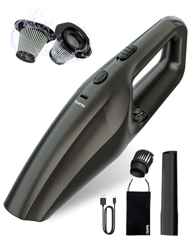 TANYO Aspirapolvere portatile per auto senza fili, Aspirapolvere portatile per auto con forte potenza di aspirazione da 120W e filtro HEPA inossidabile, mini aspirapolvere portatile ricaricabile