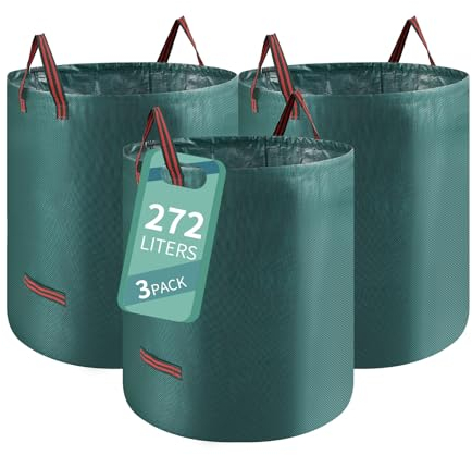 Ordeluxe 3 x 272 L Sacs pour déchets de jardin, sacs de jardinage résistants aux déchirures et imperméables, sac de ramassage de feuilles pliable autoportant, supporte jusqu'à 50 kg