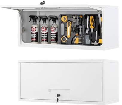 Sightlife Hängeschrank Wandschrank Medizinschrank Küchenschrank Badezimmerschrank Werkstattschrank aus Metall Stahlschrank Wandregal Werkzeugschrank abschließbar 35 x 80 x 33 cm(H x B x T) weiß