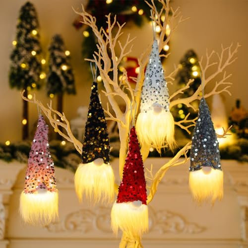 5 Stück LED Weihnachtswichtel - Deko Figuren Leuchten für Innen, Klein - Weihnachtszwerge