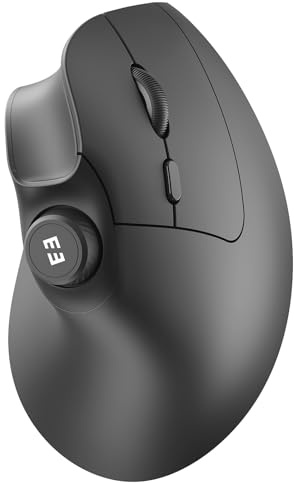 seenda Ergonomic Mouse Wireless, MOU-302 Bluetooth Vertical Mouse Rechargeable, Volume Knob, Silent Mice & 1000/1600/2400 DPI, 3 Multi-Device Connection for Windows/PC/Laptop/Mac/MacBook, Black
