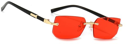 MEGAVOW Gafas de Sol Sin Montura Rectangulares, Retro Vintage Lentes Cuadrados, Protección UV, Cuadradas de Moda para Mujer Hombre, Gafa Lente Tintadas