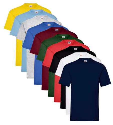 TARIF Pack de 10 Camisetas Unisex Valueweight 100% Algodón, 10 Colores, Tallas S a 2XL, Ligereza y Comodidad (FR/ES, Letras, M, Regular, Regular, Multicolor)