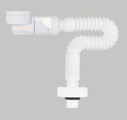 Siphon pour évier de cuisine avec tuyau de vidange flexible 1 1/4 Siphon économiseur d'espace pour la salle de bain, siphon réglable à 360 °, tuyau d'évacuation avec siphon anti-odeurs