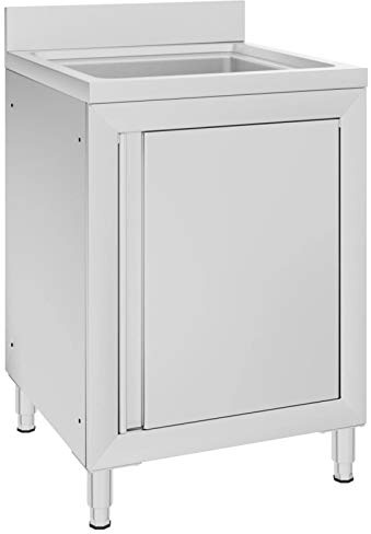 Hoodmeel Mobiletti Cucina, Mobiletto per Cucina, Mobile per Cucina, Banco da Lavoro, Mobiletto da Cucina con Lavandino in Acciaio Inox 60x60x96 cm
