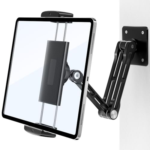 Julrrimg Tablet Wandhalterung aus Aluminium, 3-Fach 360° Schwenkbar, Höhenverstellbar & Faltbar Tablet Halterung Wand, Kompatibel mit iPhone, iPad Pro/Air/Mini, Galaxy Tab, Switch (4.7-13 in)
