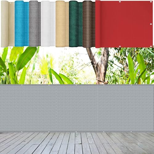 Pantalla de Balcón 135 x 700 cm 220G/M² Densidad HDPE UV Protección Transpirable, Fácil Instalación Pantalla HDPE para Balcón para Jardín, Vayas O Piscina, Gris