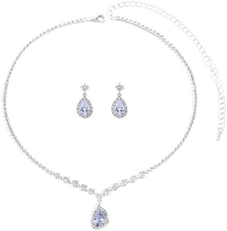 Gkaopi Conjunto de Joyas para Mujer Juego de Joyas de Plata Collar y Pendientes de Novia Juego de Pulsera Elegante Joyas con Strass y Circonita Cúbica para Bodas Noches