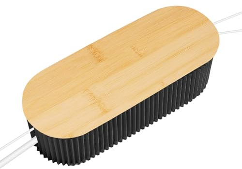 Boîte de gestion des câbles, noire, boîte de rangement, boîte de rangement avec couvercle en bambou pour cacher les multiprises, câbles pour téléphones portables, tablettes