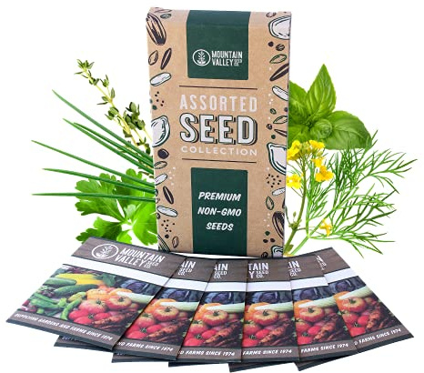 Culinary Herb Seeds Garden Collection | Basic Assortment | 6 Non-GMO Seed Packets: Basil, Dill, Oregano, Parsley, Chives & Mustard | Grow Cooking Herbs & Spices