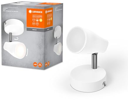 LEDVANCE Foco de techo LED SPOT PEAR, blanco, 4,3W, 210lm, luz direccional con cabezal flexible GU10, lámpara GU10 incluida, IP20, 2700K