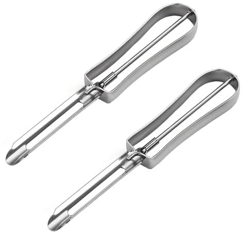 SENRISE Lot de 2 éplucheurs de pommes de terre pivotants de 16,2 cm, pour éplucher les fruits et légumes, en acier inoxydable, éplucheurs de légumes traditionnels multifonctionnels pour la cuisine