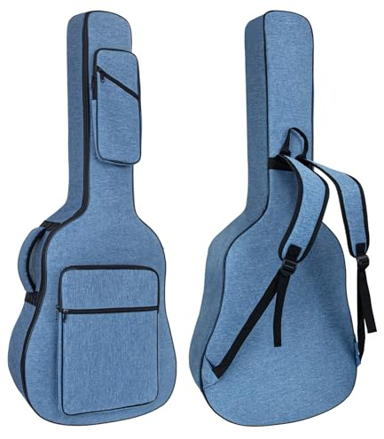 MUZTOP Guitar case, 39 40 41 Inch Acoustic Guitar Bag, 0.45Thick Padding Guitar Gig Bag with Comfortable Handle and Pockets Acoustic Guitar Backpack Case Sofe, Blue