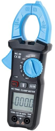 DEWIN Pinza Amperimetrica, 4000 Cuentas Pinza Amperimetrica Profesional Tester Electricista Probador de Resistencia de Corriente de Voltaje de Rango automático True RMS