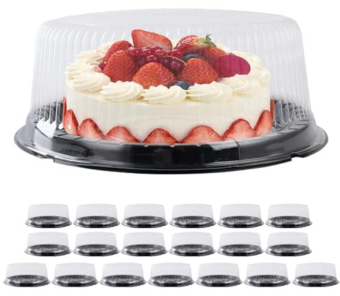 MAHIONG 20 PCS Plastic Cake Box with Lid, 8 Inch Cake Containers Carriers with Lids, Clear Cake Box, Cheesecake Packaging Boxes for Dessert, Cake, Cookies, Mooncake