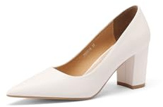 QUEEN HELENA Décolleté Donna Scarpe a Punta Chiusa Casual Eleganti ZM9614 (Beige, Sistema Taglie Calzature EU, Adulto, Donna, Numero, Media, 39)