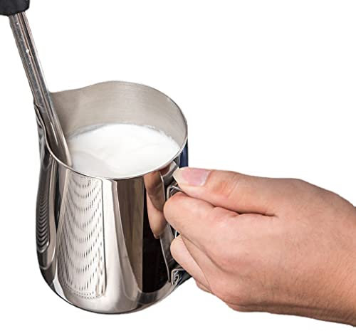 Handhållen skummanna Rostfritt stål Mjölkhantverk Kaffe Latte Skummande Konstkanna Kaffegirlandkopp Mjölkskum Gräddkopp med inre skala /361(350ml)