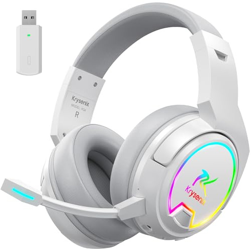 Krysenix PG4 2.4GHz Wireless Gaming Headset for PS5, PS4, PC, Mac, Switch - LED Light, Bluetooth 5.4 Gaming Headphone with Noise Canceling Mic, 48H Battery Gaming Headset, 7.1 Surround Sound