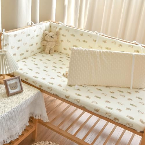 PTKG BarrièRe de SéCurité de Enfant Contour de pour BéBé avec 4 CôTéS Anti-Collision Tours de Lit en Respirant Barriere Enfant Pliable BéBé Cabane Contour de BéBé Respirant,B3,120 * 28cm