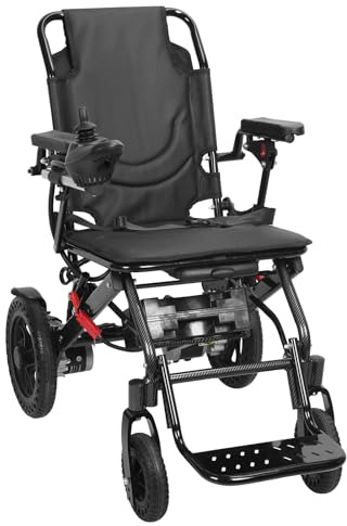 Elektrorollstühle für Erwachsene, leicht, faltbar, 13 km Reichweite, 500 W, Doppelmotor, zusammenklappbar, motorisierter Rollstuhl für Senioren, unterstützt 120 kg, mit erhöhten Fußstützen, Schwarz