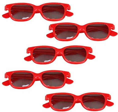 5-pack röda passiva cirkulära polariserade 3D-glasögon för barn, ABS-ram, 130 x 120 x 37 mm, för 3D-TV