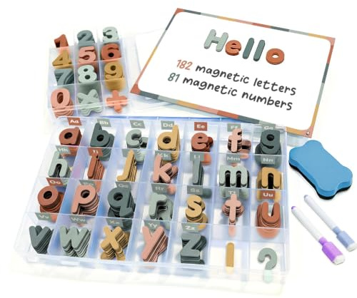 Smart Panda Pastel Magnetic Letters and Numbers for Children – 263 Magnets | Thick Foam Fridge Alphabet for Kids, Uppercase & Lowercase, Board & Storage Boxes, ABC Spelling, Phonics & Counting, Learning