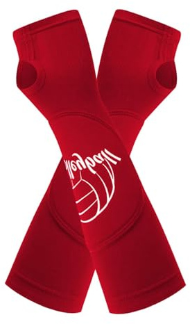 PciDinFo 1 Par de Mangas de Voleibol para Antebrazo con Almohadillas Protectores Compresión Elástica y Agujero para Material Transpirable Adecuado para, Rojo, XL