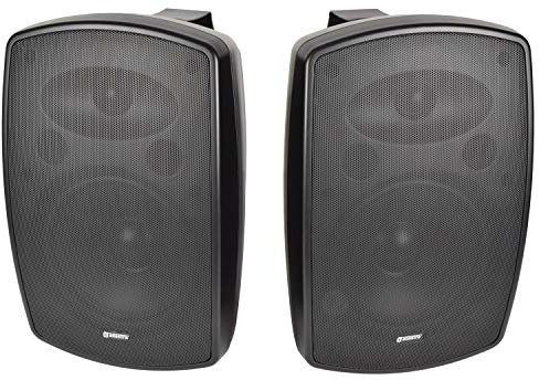 Adastra Weather Resistant Indoor and Outdoor Full Range Speakers Supplied in Pairs, Patio Music, Garden Speakers, Kitchen or Bathroom Audio 160W 8 Black