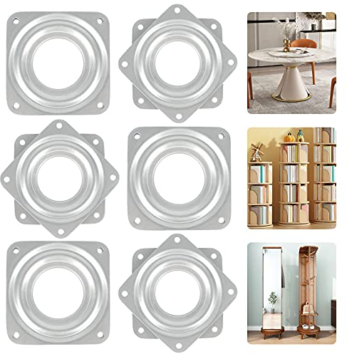 6 Pcs 4 Quadratisch 360° Drehteller Metall Drehscheibe Drehplatte Drehteller TV Drehscheibe Drehbar Platte Kugellager Schwenkplatte für TV Rack Schreibtisch Esstisch Anzeigen-Regal Möbel