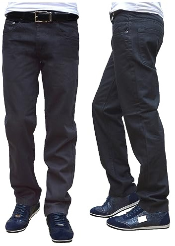 Mens Stretch Straight Leg Regular Fit Classic Basic Denim Jeans (UK, Waist & Inseam, 36, 32, Black)