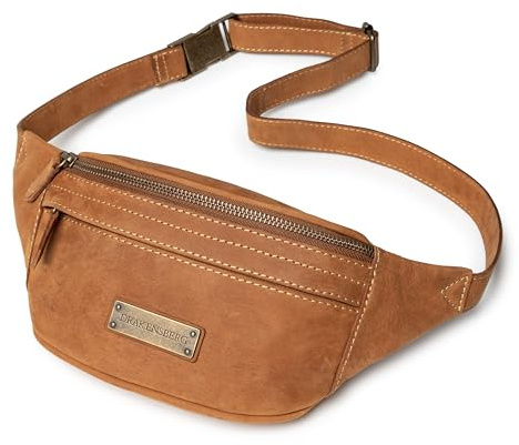 DRAKENSBERG Leder Bauchtasche 'Mel' für Damen und Herren - Hüfttasche und Gürteltasche im Vintage-Design, 2L - Cognac-Braun