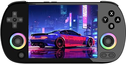 RG40XX H Console da gioco portatile, console da gioco retrò con illuminazione Joystick RGB, display IPS da 4 pollici, scheda TF 64G integrata e giochi 5571, compatibile con WiFi Blueto (nero, 64G)