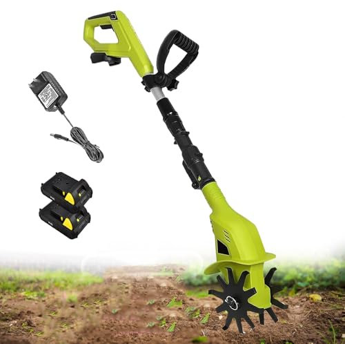 ELIKBH Motoculteur de Jardin Motobineuse Electrique sans Fil 97-127 cm Plage de poignée réglable cultivateur de motobineuse électrique sans Fil avec Batterie au Lithium Rechargeable 4000mAh