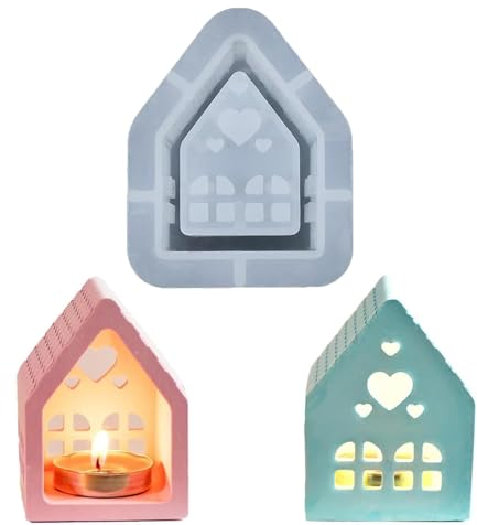 Silikonformen Gießformen Häuser, 3D Silikonform Haus Kerzenhalter Silikonform Weihnachten Gießformen Silikon Gießform Haus Gips Zum Gießen Giessformen Silikon Gießform Kerzenhalter