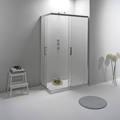 Box Doccia Angolare 70x120 cm - Cabina Doccia con Porta Scorrevole Vetro Temperato 6mm,Opaco e Anticalcare con Profilo in Alluminio Cromato e Chiusura Magnetica - Facile da Installare e Pulire