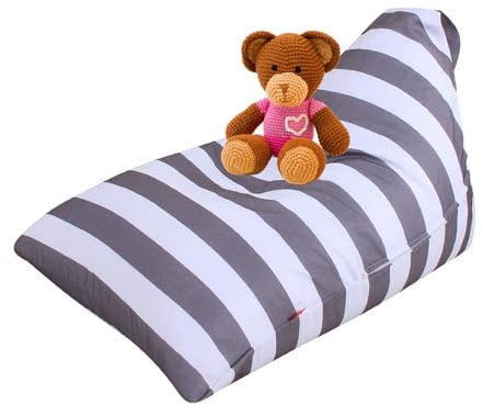 Kaslaider Funda de Puf para Silla de Puf, Puf de Peluche Suave Plegable Silla Sofá Cubierta, Puf de Almacenamiento de Animales de Peluche para Niños Adultos, Solo Cubierta (Blanco grisáceo)