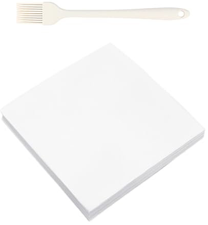 200 Hojas De Papel Redondo Para Aceite Y 1 Cepillo De Aceite De Silicona, Papel Absorbente De Aceite, Papel Para Hornear Antiadherente, Accesorios Para Hornear, Suministros De Cocina