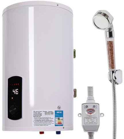 DAOHHFO Elektrospeicher Warmwasserspeicher 220V, 30L Wandspeicher Tank-Wassererhitzer mit Leckage-Schutz, Praktische Dusche, und Temperaturanzeige, 2000W Elektro Boiler Wasserboiler (Weiß, 30L)