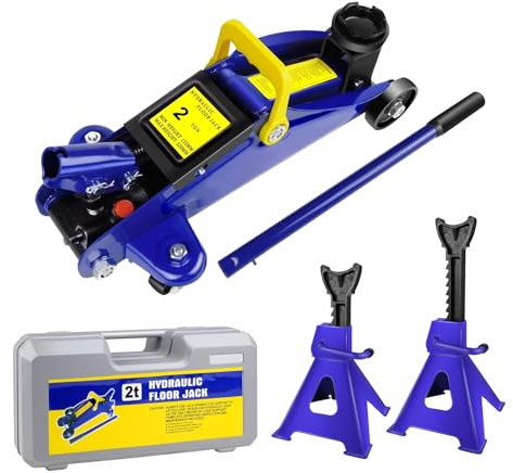 Cric hydraulique rouleur 2T + 2X chandelles d'essieu 3T- Chandelles de Levage Réglable en Hauteur - pour Voiture, SUV, Caravane et Camping-Car