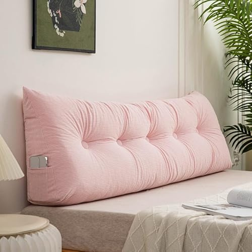 Generisch Rückenkissen Sofa Dreieckiges, Lesekissen Für Bett, Verdickt Und Waschbar Multifunktions Wandkissen, Keilkissen Sofa Gross Mit Waschbarem Bezug,Für Einzelbett,Doppelbett,Rosa,40x 200cm