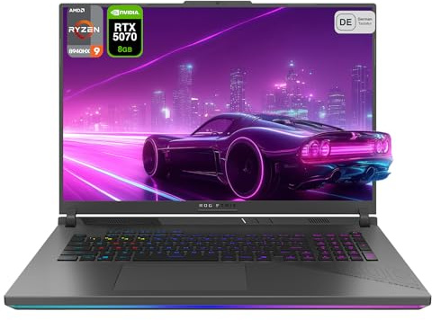 ASUS ROG Strix G18 Gaming Laptop AMD Ryzen 9-8940HX, 64 GB DDR5 RAM, 4 TB PCIe SSD, 18 WUXGA (1920x1200), display Nvidia GeForce RTX 5070 Graphics, tastiera RGB QWERTZ, Windows 11 Home, grigio