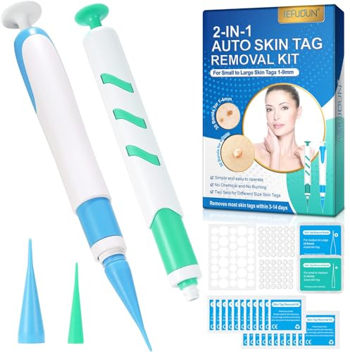 Skin Tag Remover 2 in 1 Kit, Wart Removel Tag Remover Device Skin Tag Remover Kit 2-8mm Fast and Easy to Use (White)