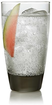 Libbey Classic Smoke Tumbler Glasses, Classy, Timeless Drinkware Set of 12, 18 Oz, Dishwasher Safe Drinking Cooler Glasses for Special Occasions