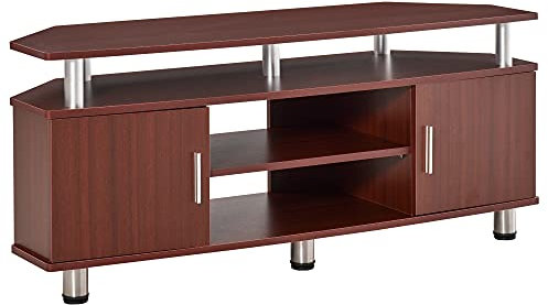 HOMCOM Mobile Porta TV Classico da Soggiorno con 2 ripiani e 2 Armadietti, in MDF e Acciaio Inox, Marrone, 120x39.5x52cm