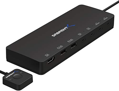 SABRENT Conmutador USB Tipo-C KVM de 2 puertos con opción de suministro de energía de 60 vatios (USB-KCPD)